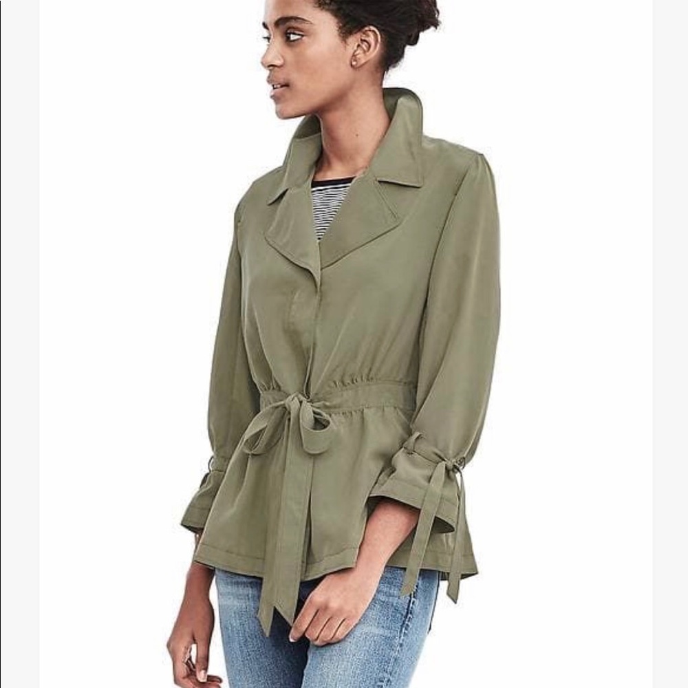 BANANA REPUBLIC Green Tie Belt Military Jacket